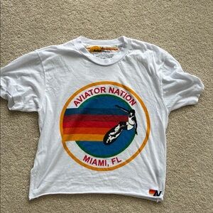 Aviator Nation White logo Tee